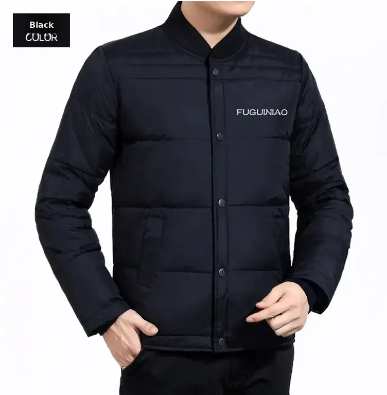 Men's Black Down Jacket Warm Thick Winter Wear Large — feature 14
