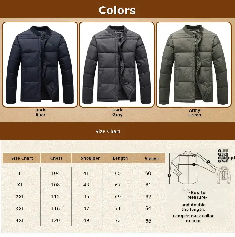 Men's Black Down Jacket Warm Thick Winter Wear Large — feature 6