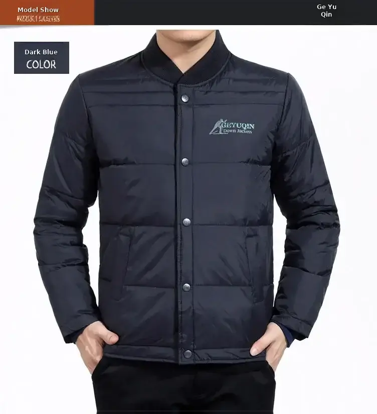 Men's Black Down Jacket Warm Thick Winter Wear Large — feature 7