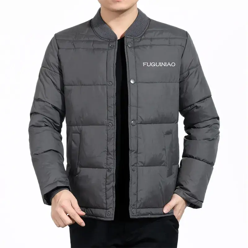Men's Black Down Jacket Warm Thick Winter Wear Large - Image 2