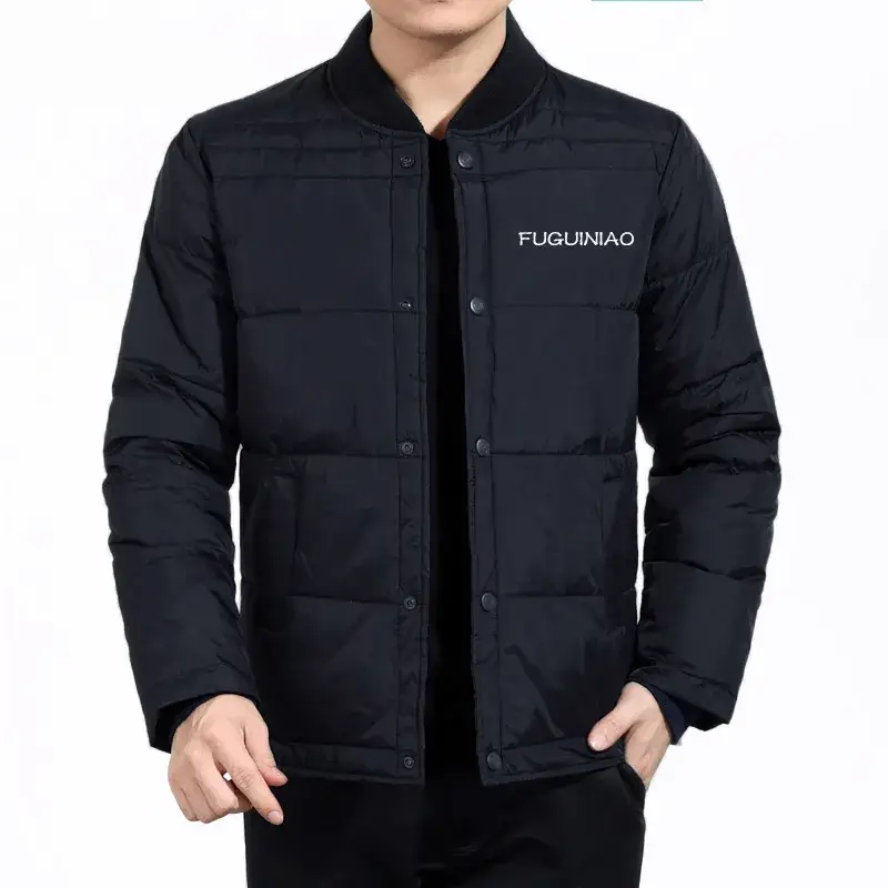 Men's Black Down Jacket Warm Thick Winter Wear Large - Image 3