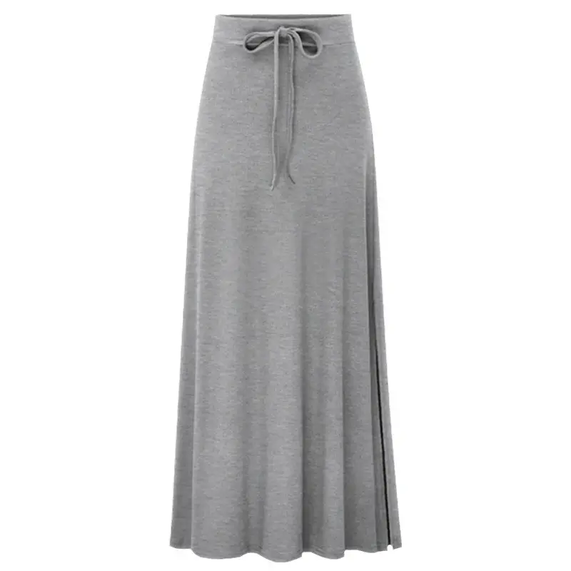 Women's Olive Green High Waist Split Belt Skirt - Image 8