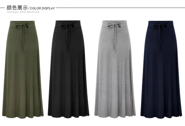 Women's Olive Green High Waist Split Belt Skirt — feature 8