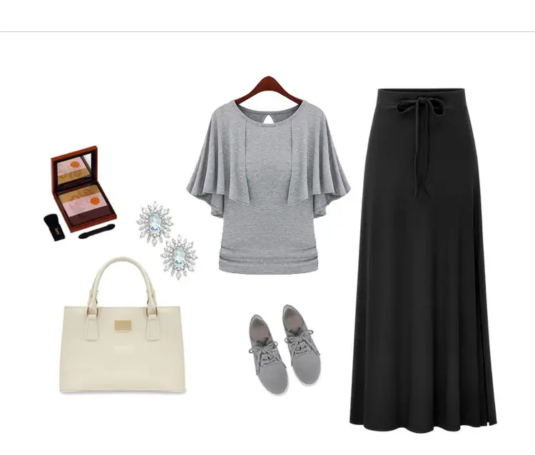 Women's Olive Green High Waist Split Belt Skirt — feature 9