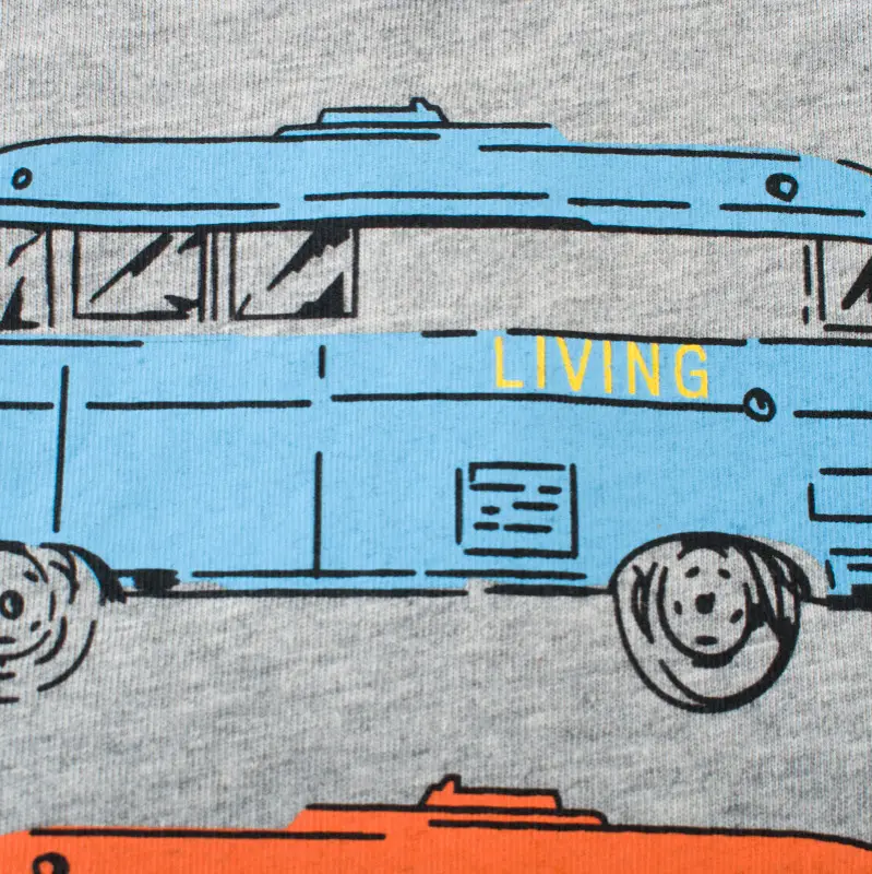 Kids Long Sleeve T-Shirt with Car Print Grey Blue - Image 3