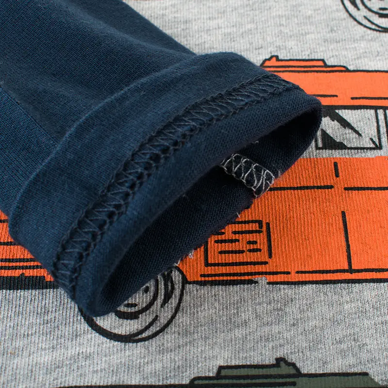 Kids Long Sleeve T-Shirt with Car Print Grey Blue - Image 4