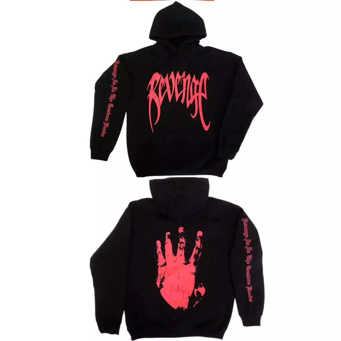 Men's Revenge Hooded Sweatshirt Orange Black - Image 5