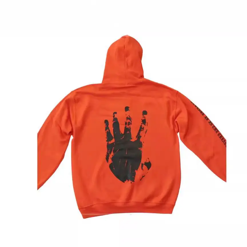 Men's Revenge Hooded Sweatshirt Orange Black - Image 6