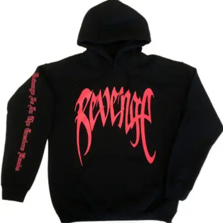 Men's Revenge Hooded Sweatshirt Orange Black - Image 7