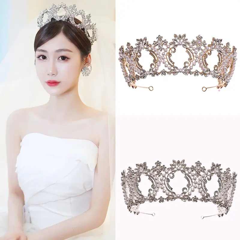 Black Baroque Queen Crown Hair Accessory for Weddings & Parties — feature 14