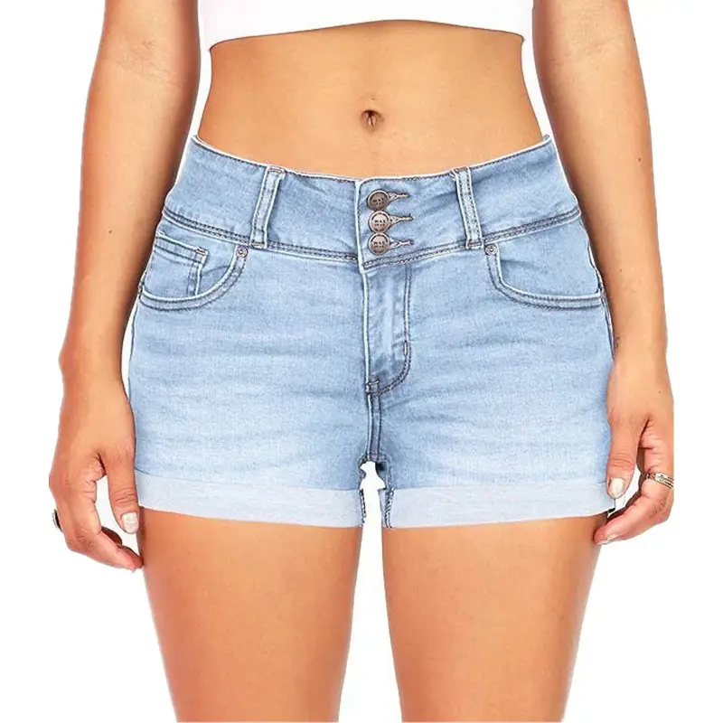 Women Denim Shorts 6 Sizes Stretch Waist Casual Hot Pants