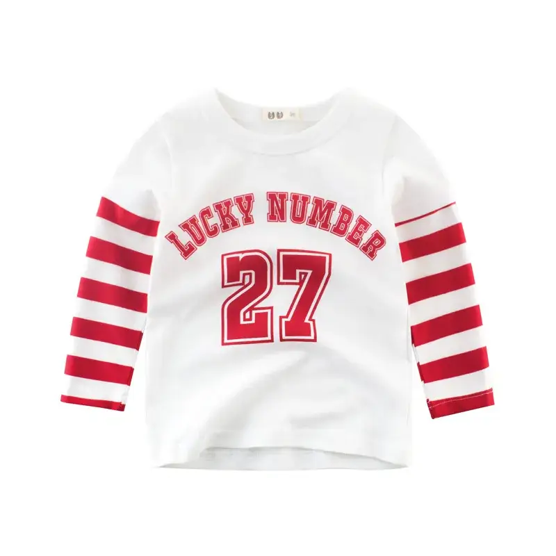 2024 Kids T-Shirt Red White 27 Number Long Sleeve Cotton - Image 2