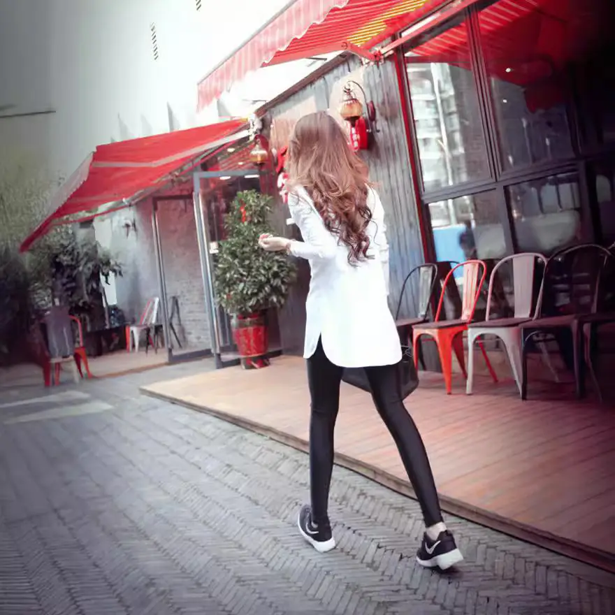 Women Korean Style Long Sleeve T-Shirt White Black