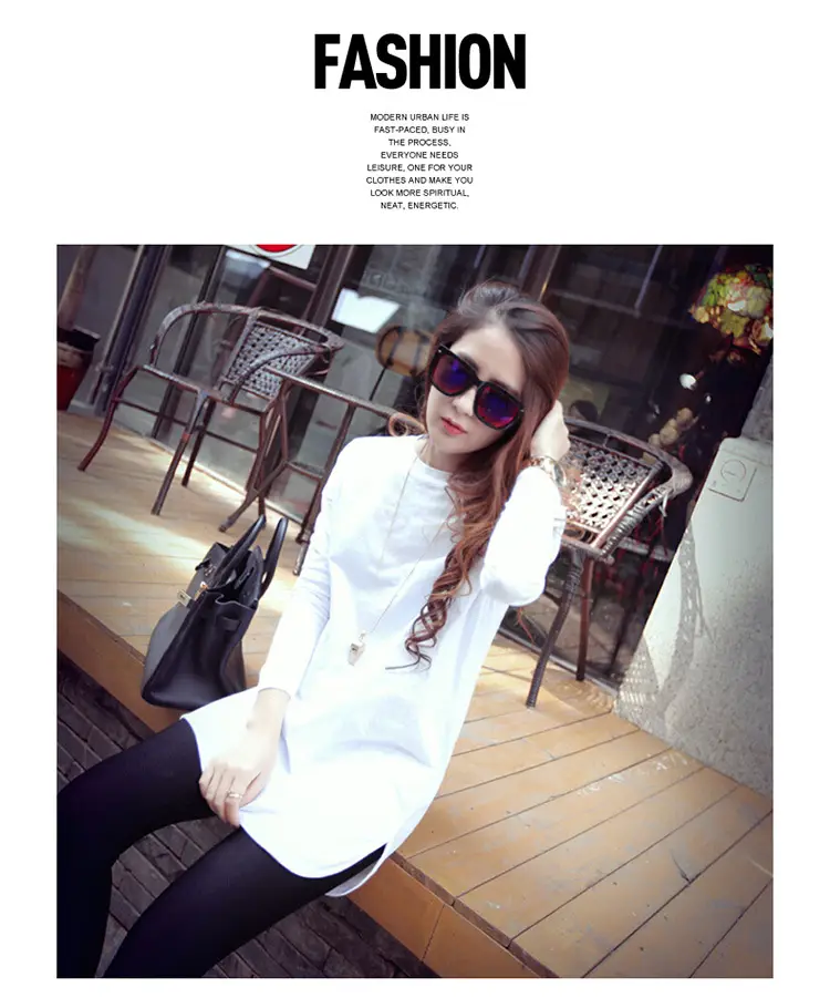 Women Korean Style Long Sleeve T-Shirt White Black — feature 4