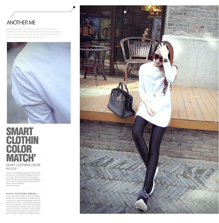 Women Korean Style Long Sleeve T-Shirt White Black — feature 5