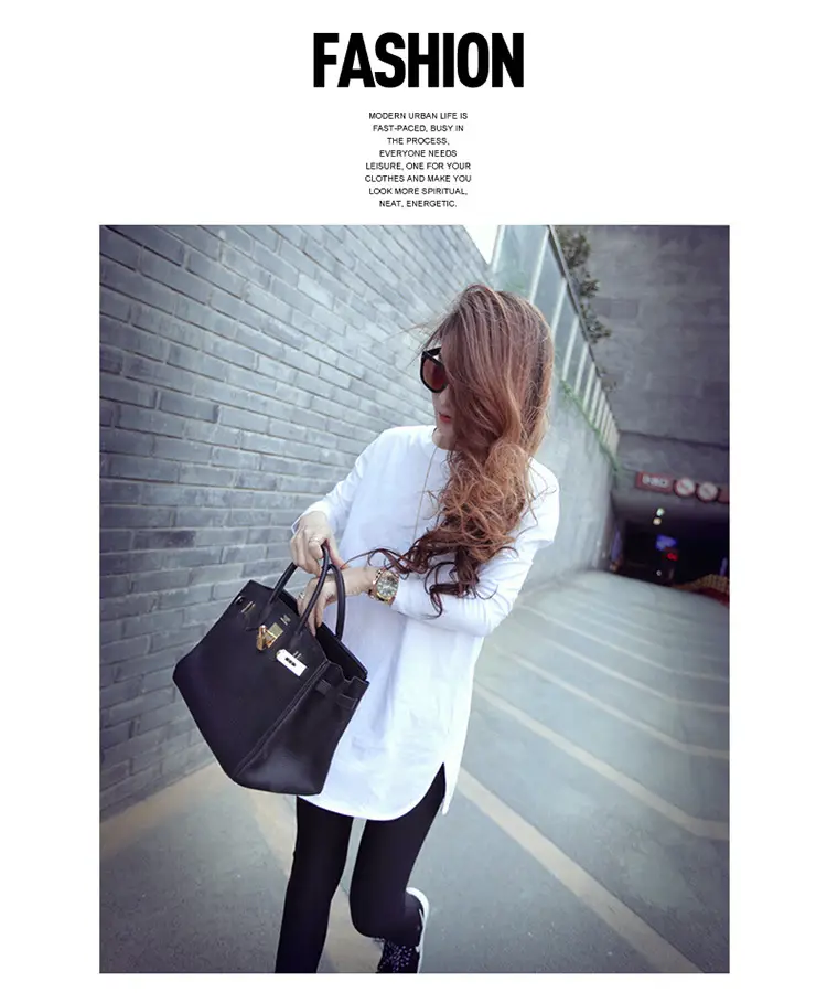 Women Korean Style Long Sleeve T-Shirt White Black — feature 6