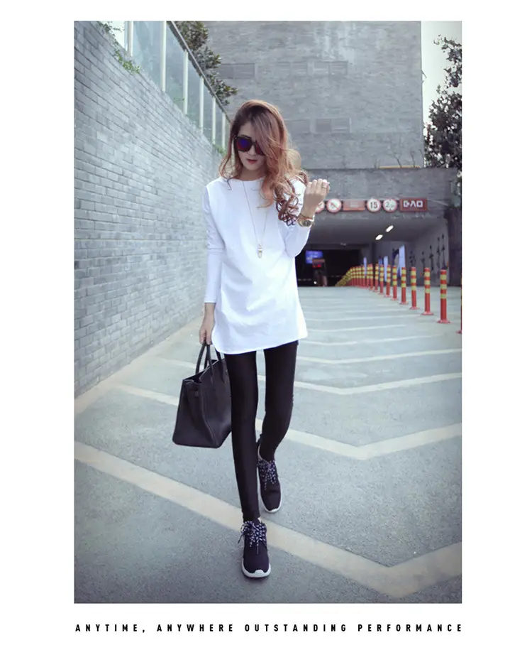 Women Korean Style Long Sleeve T-Shirt White Black — feature 7