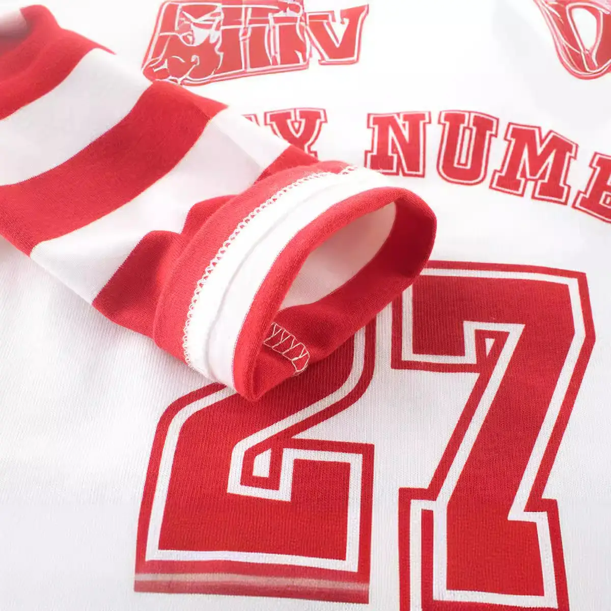 Kids Korean Style Long Sleeve T-Shirt White Red
