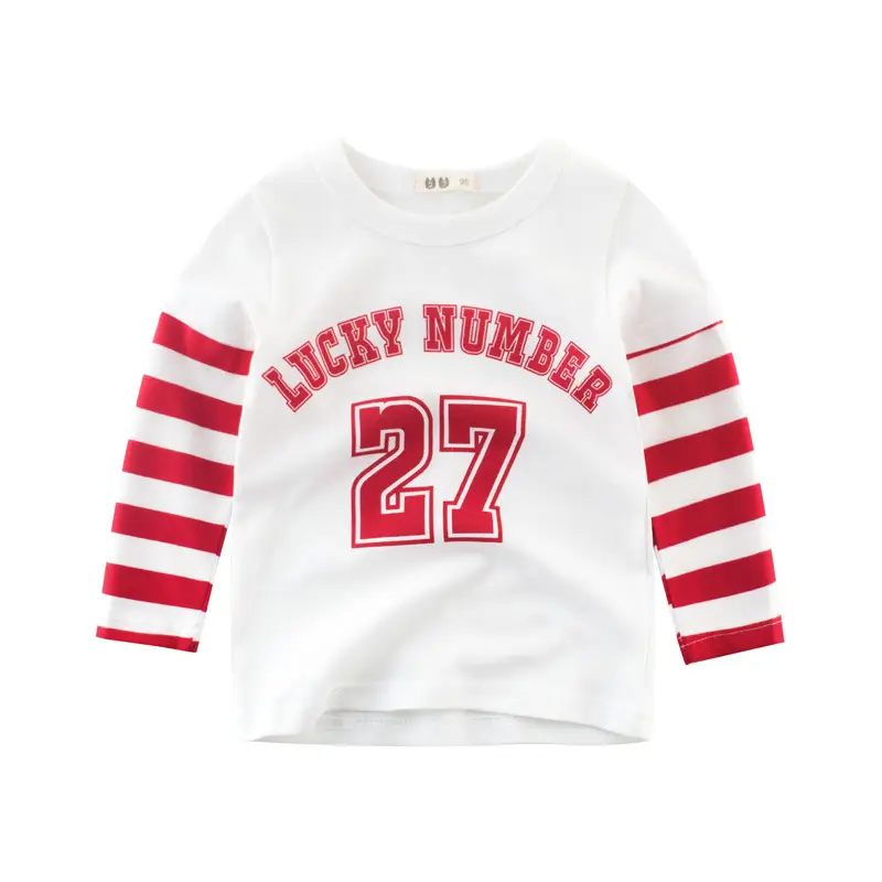 Kids Korean Style Long Sleeve T-Shirt White Red