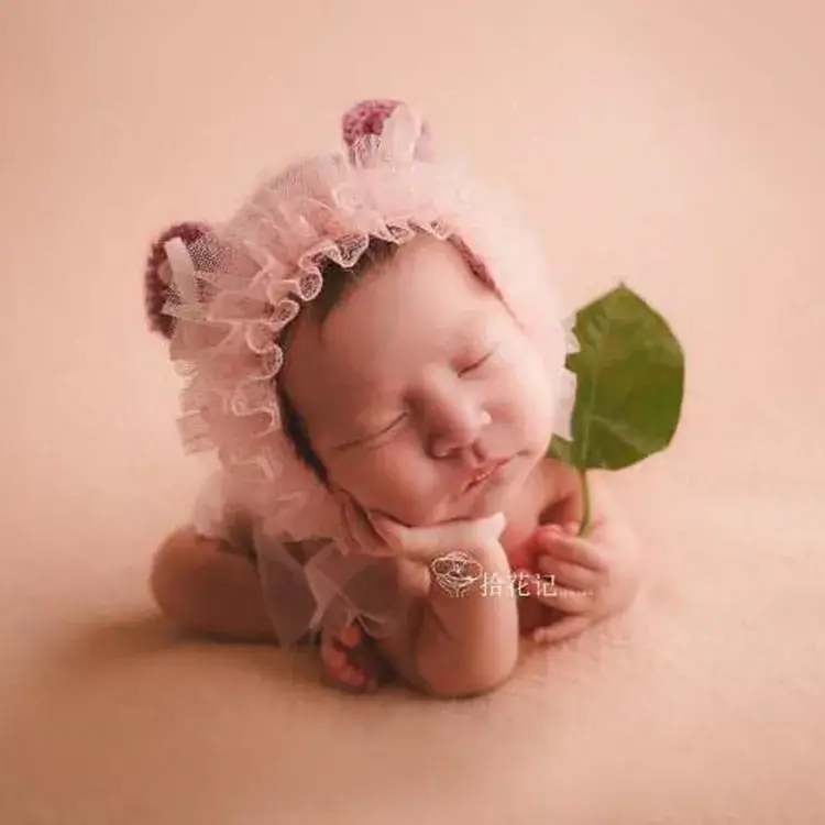 Pink Lace Baby Hat for Newborns Boys Girls