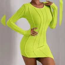 Women's Yellow Slim V Neck Dress with Ruffled Side Zipper Hip-Covering Suspender Skirt — feature 1