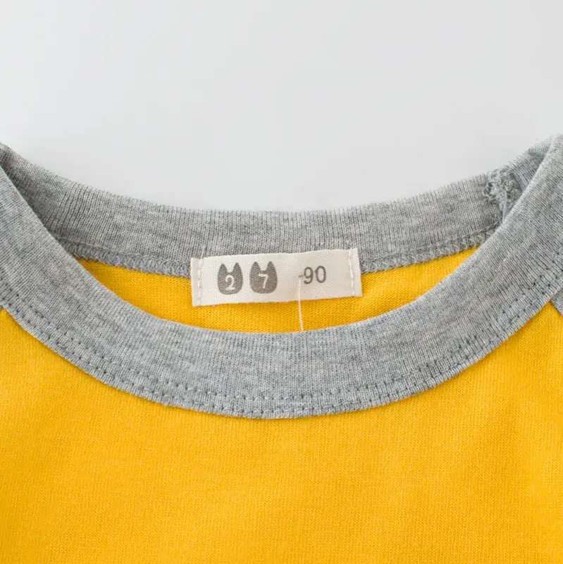 2015 Cross-Border Kids T-Shirt Yellow Grey Cotton - Image 3