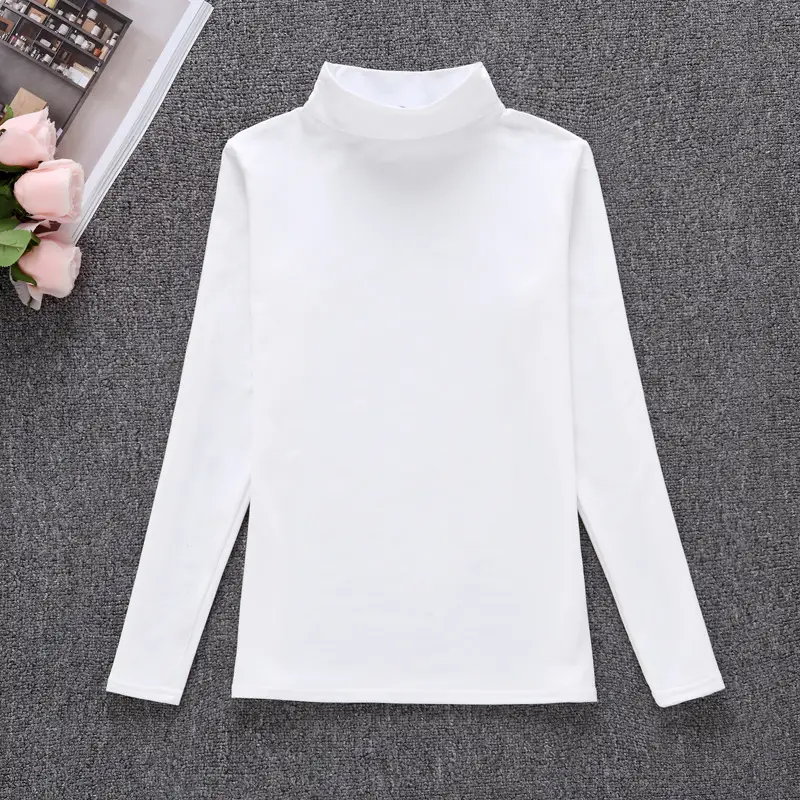 Women's Black Long Sleeve Turtleneck T-Shirt - Image 2