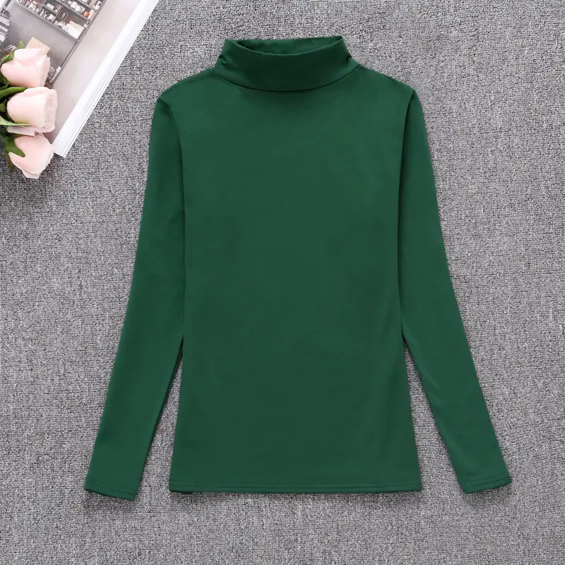 Women's Black Long Sleeve Turtleneck T-Shirt - Image 3