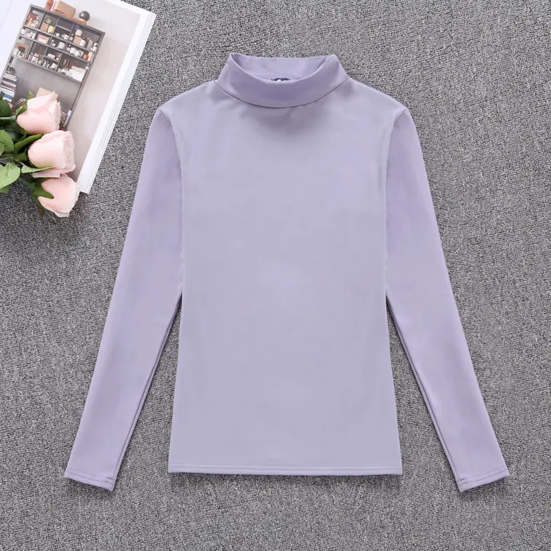 Women's Black Long Sleeve Turtleneck T-Shirt - Image 5