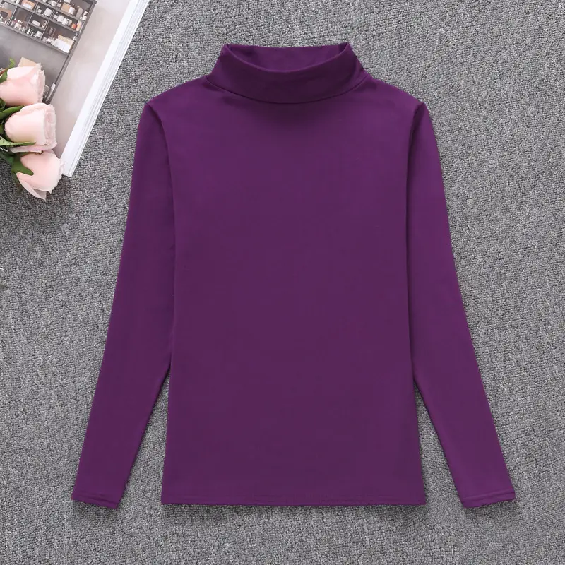 Women's Black Long Sleeve Turtleneck T-Shirt - Image 6