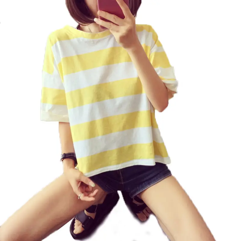 2021 Summer Striped T-Shirt Women Loose Fit Large - Image 8