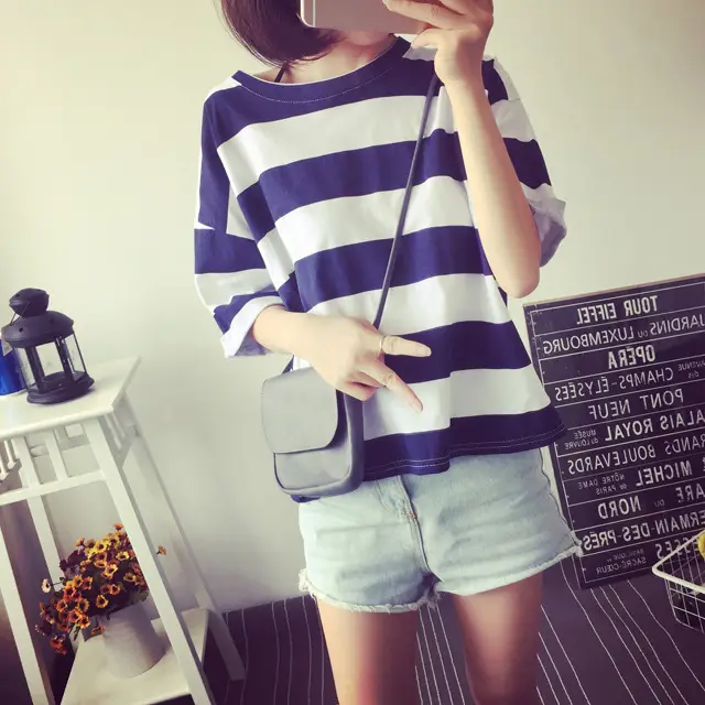 2021 Summer Striped T-Shirt Women Loose Fit Large — feature 22