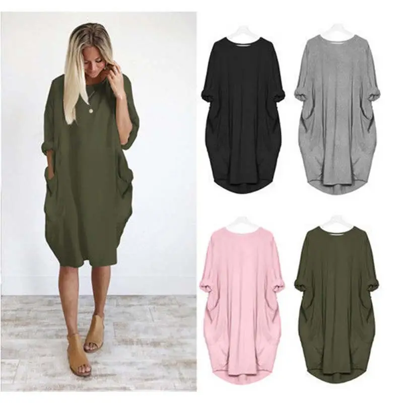 Maroon Loose Fit Round Neck Dress for Women - Image 9