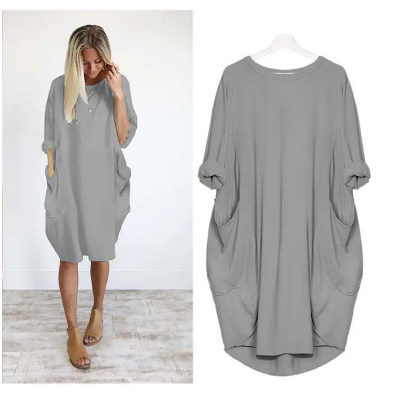Maroon Loose Fit Round Neck Dress for Women - Image 12