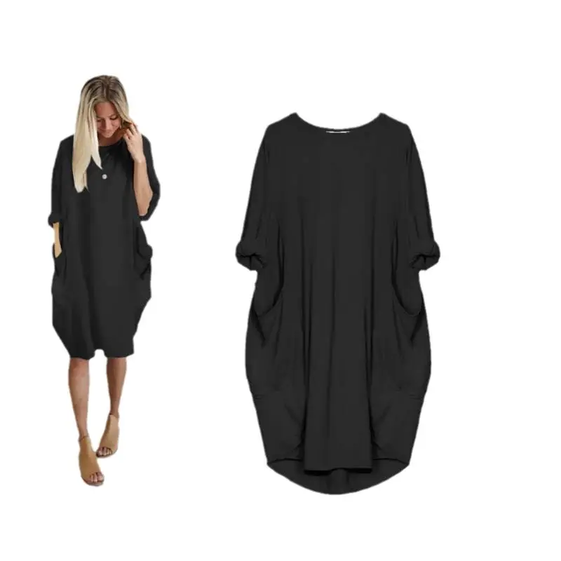 Maroon Loose Fit Round Neck Dress for Women - Image 13