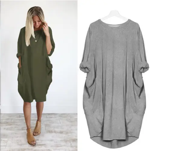 Maroon Loose Fit Round Neck Dress for Women - Image 2