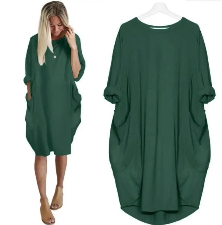 Maroon Loose Fit Round Neck Dress for Women - Image 3