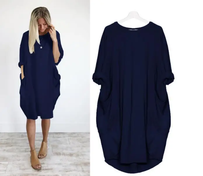 Maroon Loose Fit Round Neck Dress for Women - Image 4