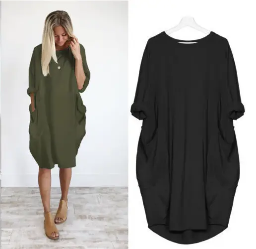Maroon Loose Fit Round Neck Dress for Women - Image 5