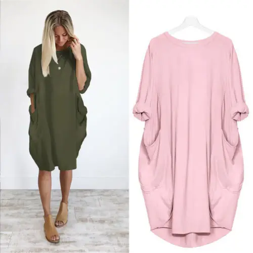 Maroon Loose Fit Round Neck Dress for Women - Image 6