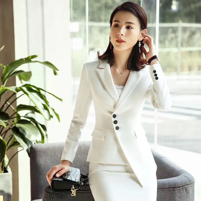 Women Slim Fit Black Suit with Button Front - Image 2
