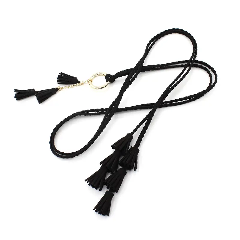 Black Tassel Waist Belt for Women - Image 10