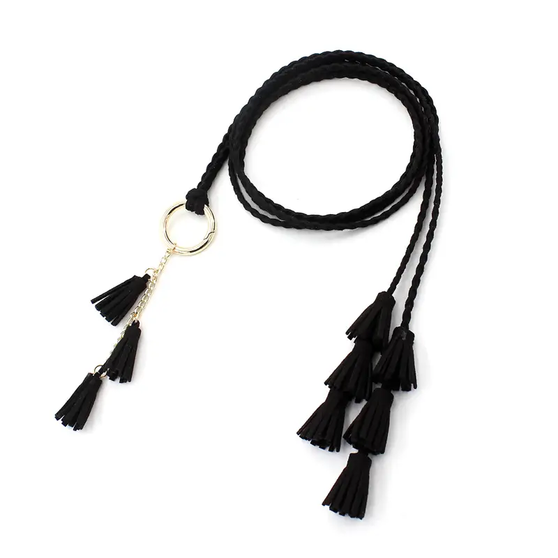 Black Tassel Waist Belt for Women - Image 3