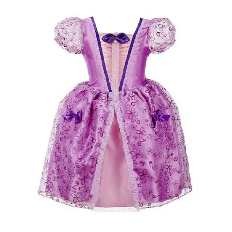 Girls Purple Lace Summer Dress Short Sleeve - Image 8