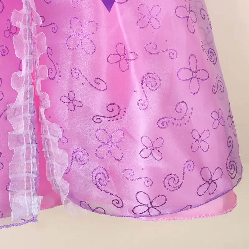 Girls Purple Lace Summer Dress Short Sleeve — feature 14