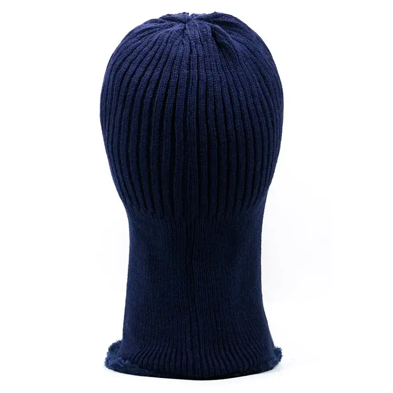 Men Wool Ski Cap Navy Blue Thick Fleece Lined - Image 12