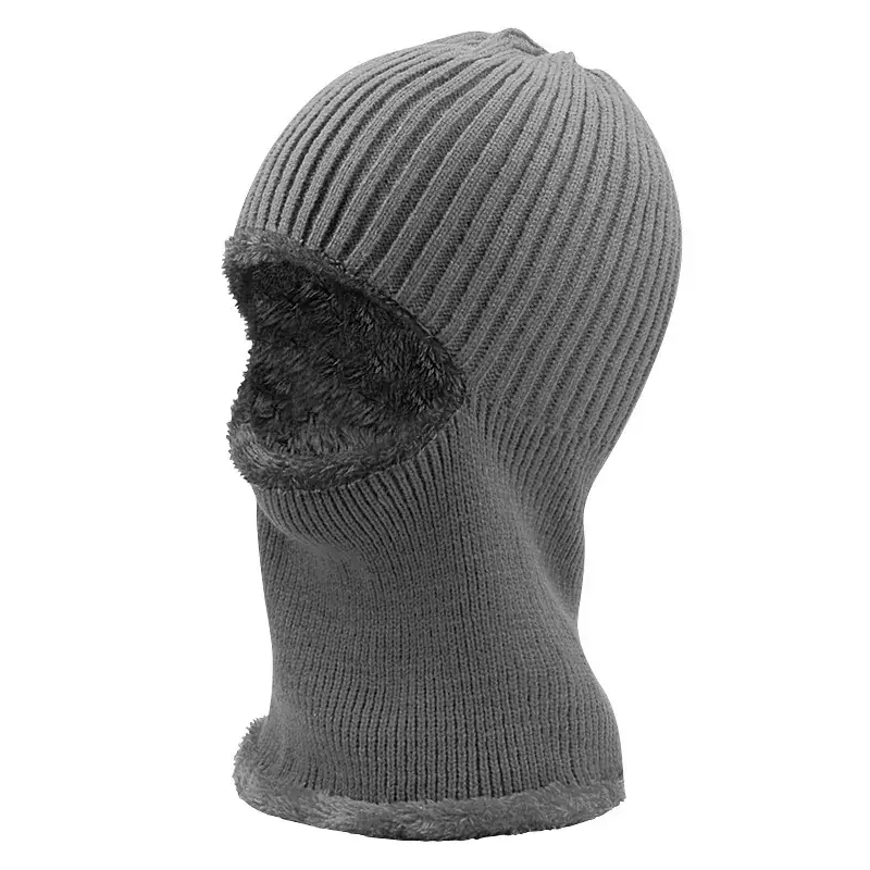 Men Wool Ski Cap Navy Blue Thick Fleece Lined - Image 5