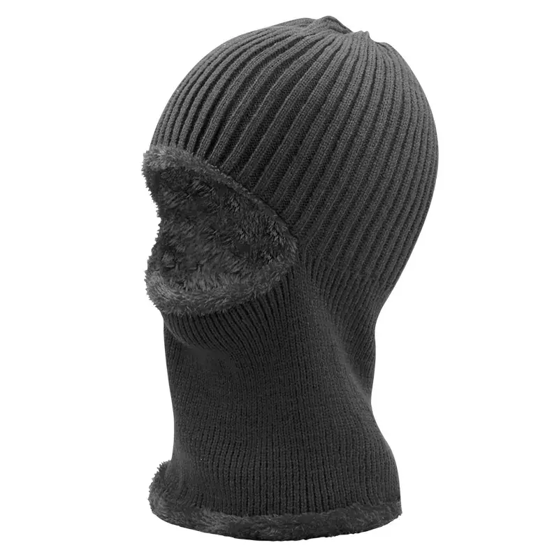 Men Wool Ski Cap Navy Blue Thick Fleece Lined - Image 6