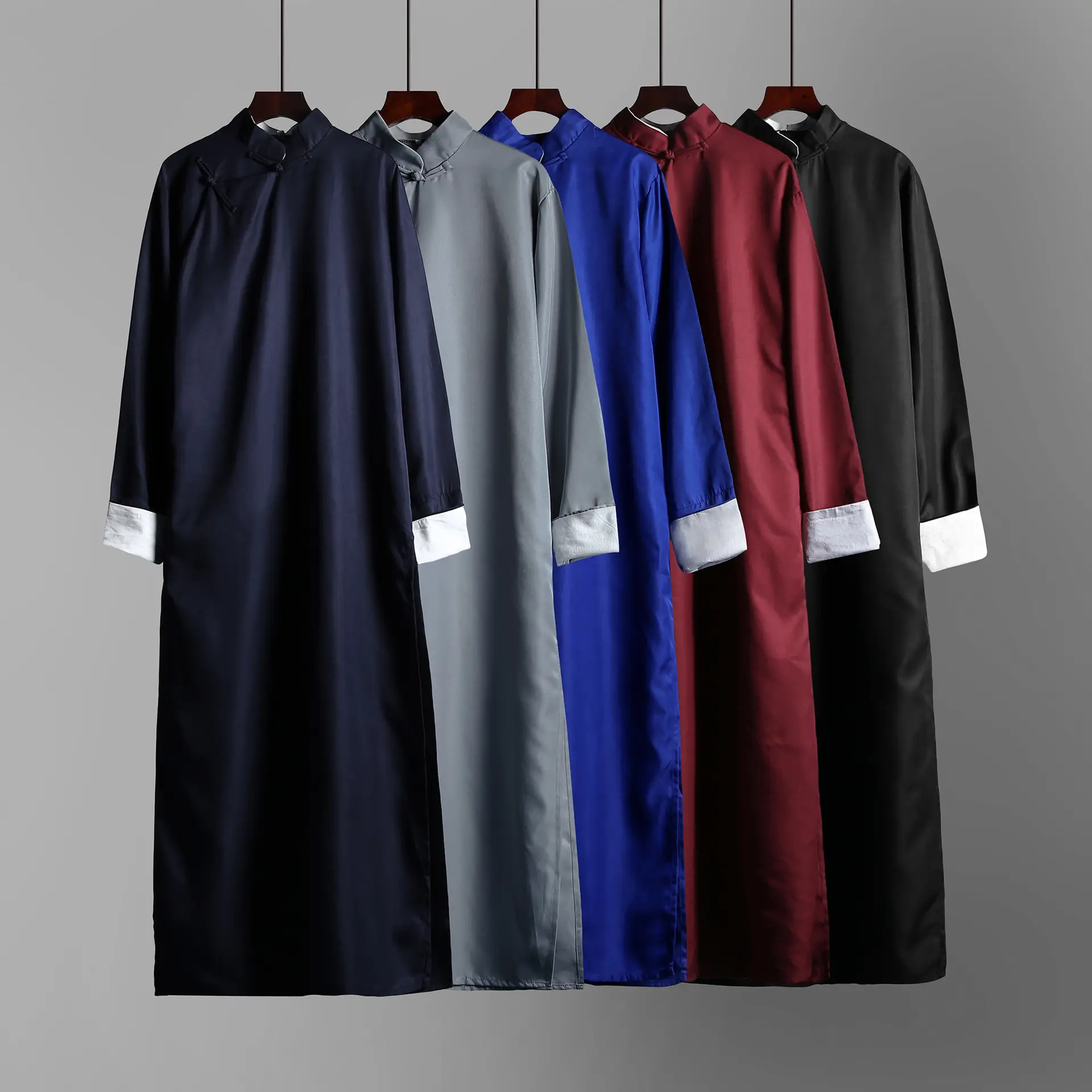 Men Chinese Robe Vest Long Shirt Cross Talk Gown Performance Clothing - Image 8