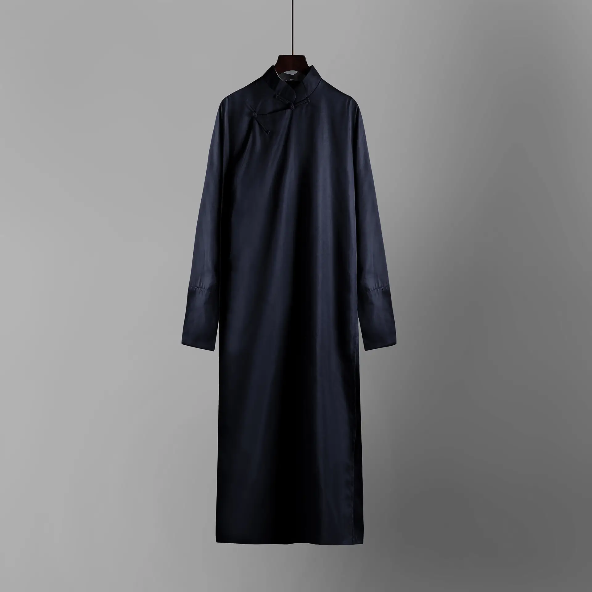 Men Chinese Robe Vest Long Shirt Cross Talk Gown Performance Clothing - Image 9